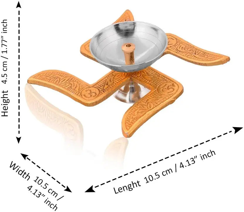 Brass Swastik Diya with Velvet Gift Box (Height 1.5 in)