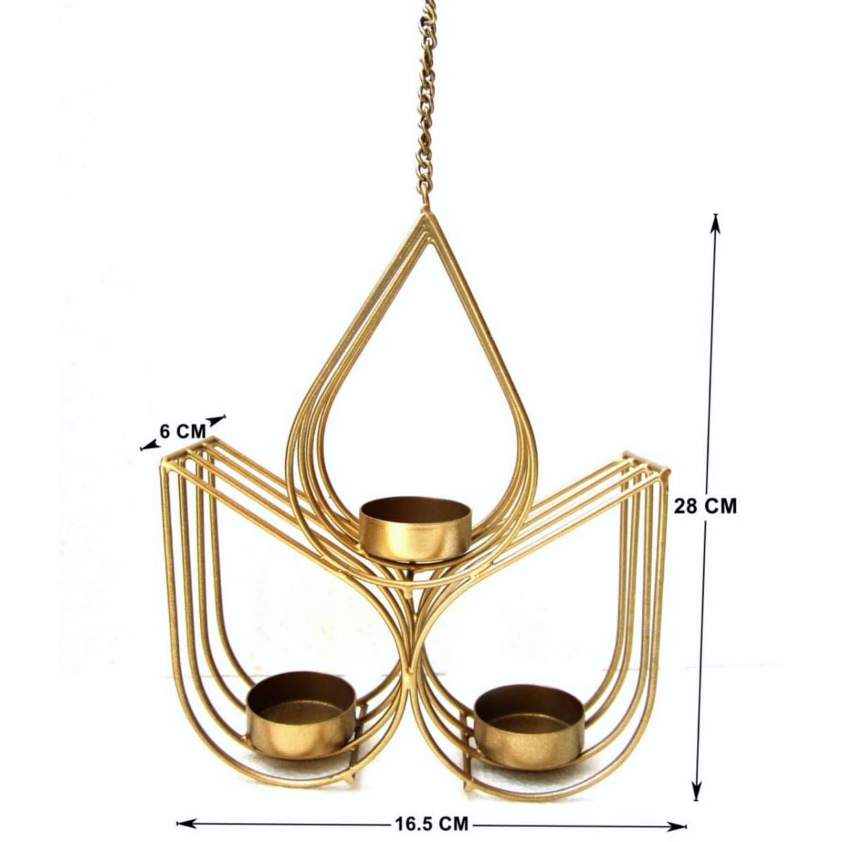 3 Drop Shape Metal Hanging Candle Stand – 1 Piece (28 × 16.5 × 6 CM)