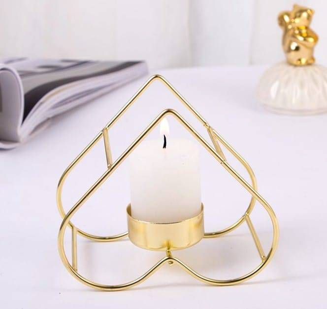 Metal Heart Candle Stand – Height 14 CM (1 Piece)