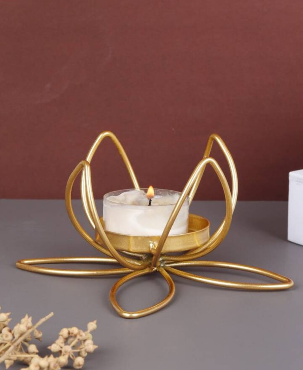 New Lotus Metal Candle Holder – 1 Piece