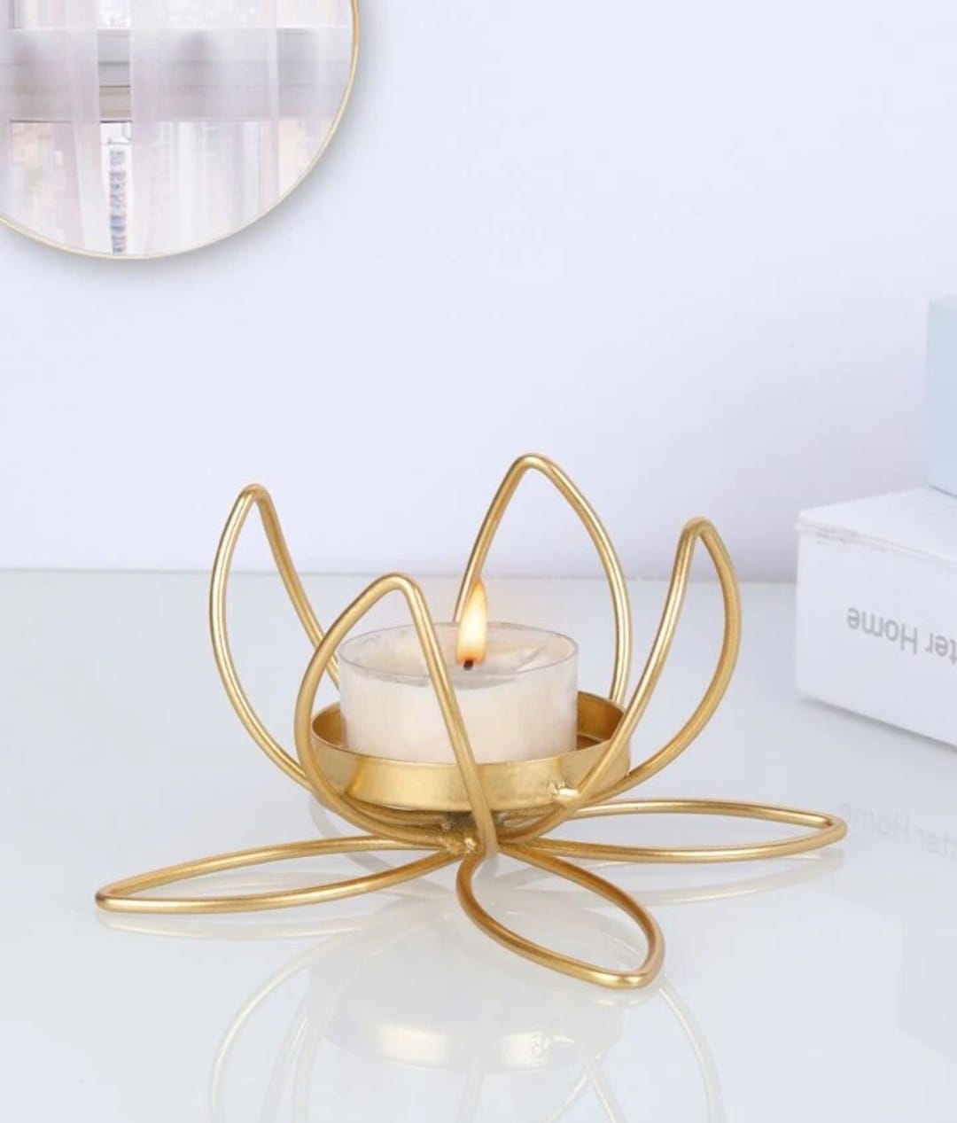 New Lotus Metal Candle Holder – 1 Piece