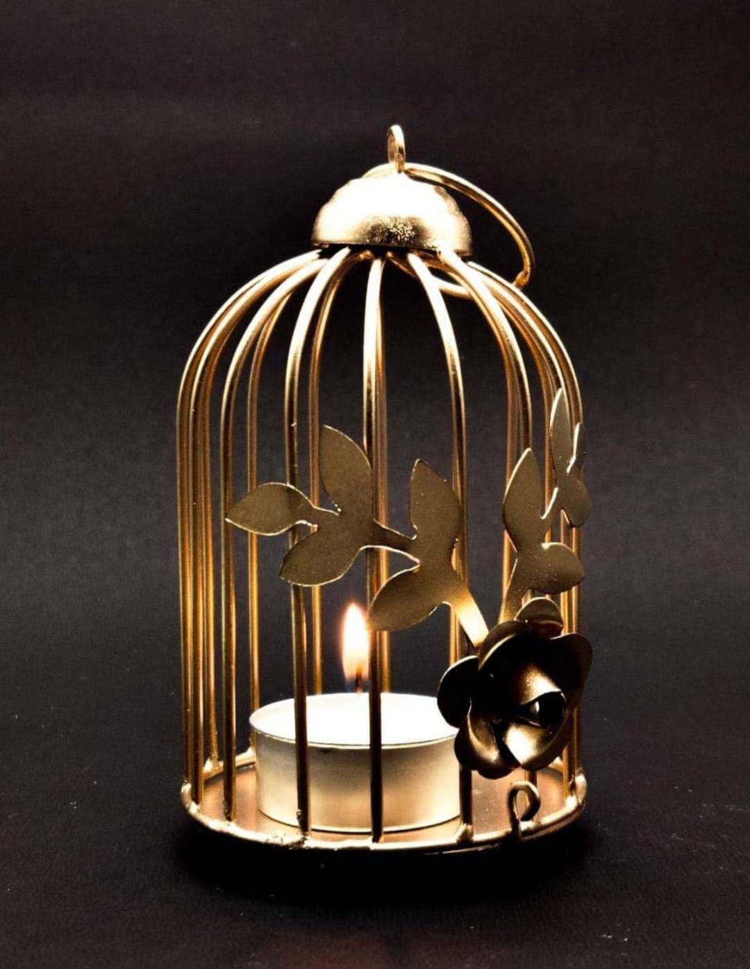 Metal Golden Cage Tealight Holder – 5 Inch