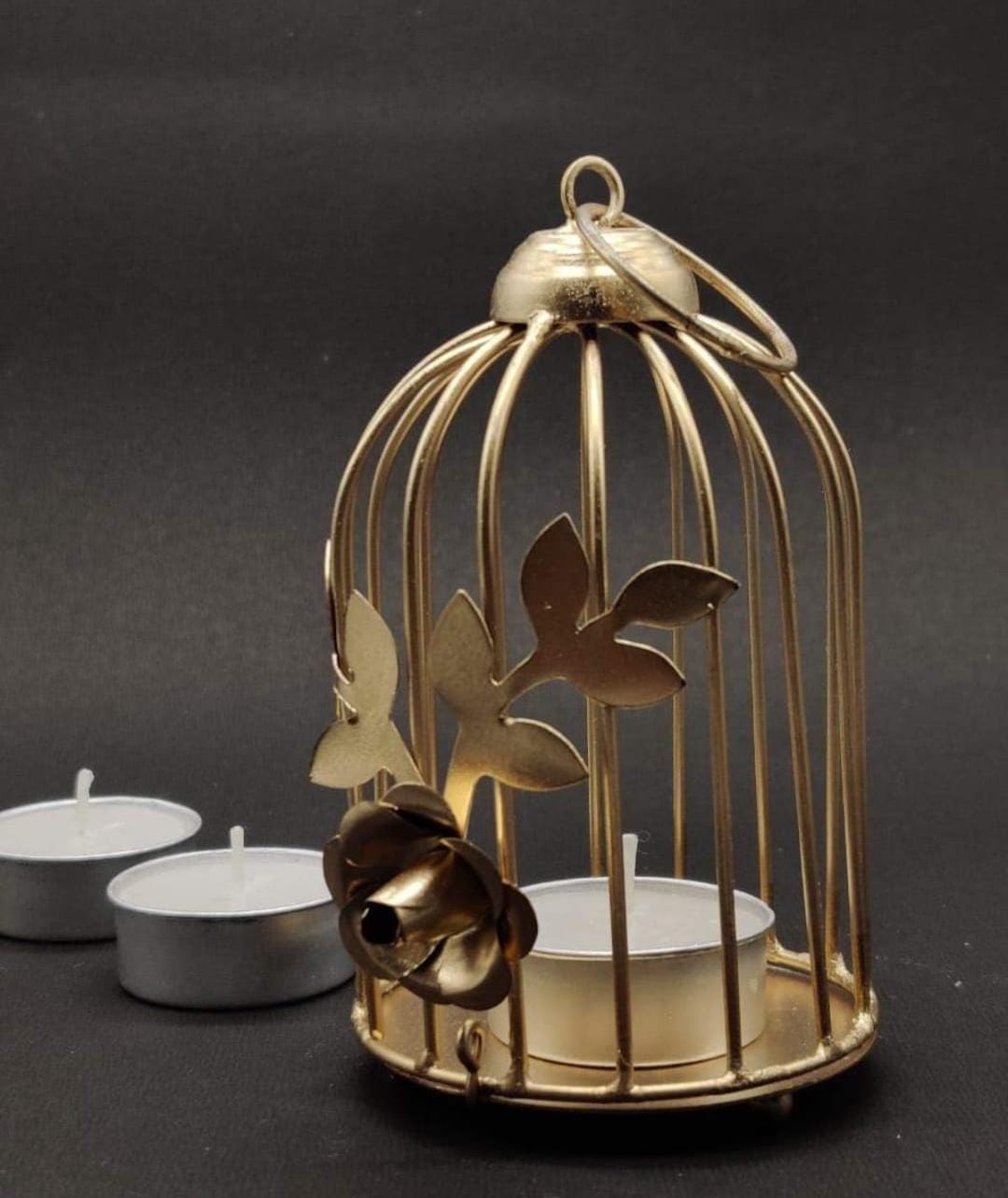 Metal Golden Cage Tealight Holder – 5 Inch