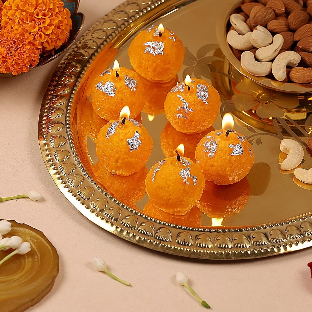 Yellow Laddu Candle – Pack of 6