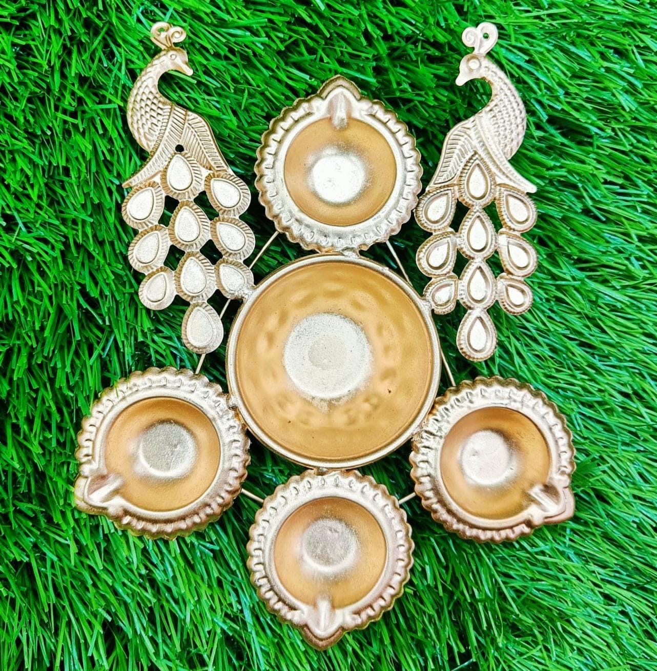 2 Peacock Deep Urli – 7 Inch (Decorative Brass Finish)